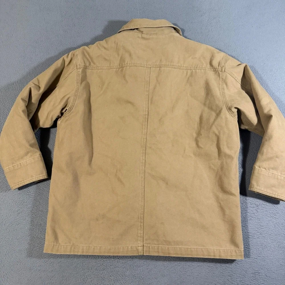 Vintage Royal Robbins Mens Tan Canvas Sherpa Lined Field Jacket Chore Coat Large